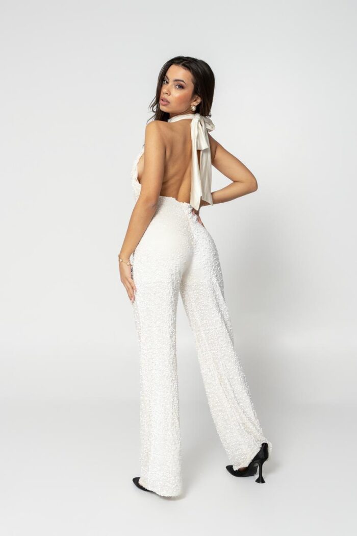 white glittery jumpsuit - Image 2