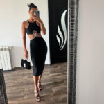 Zenia Black cut out Dress - Image 4