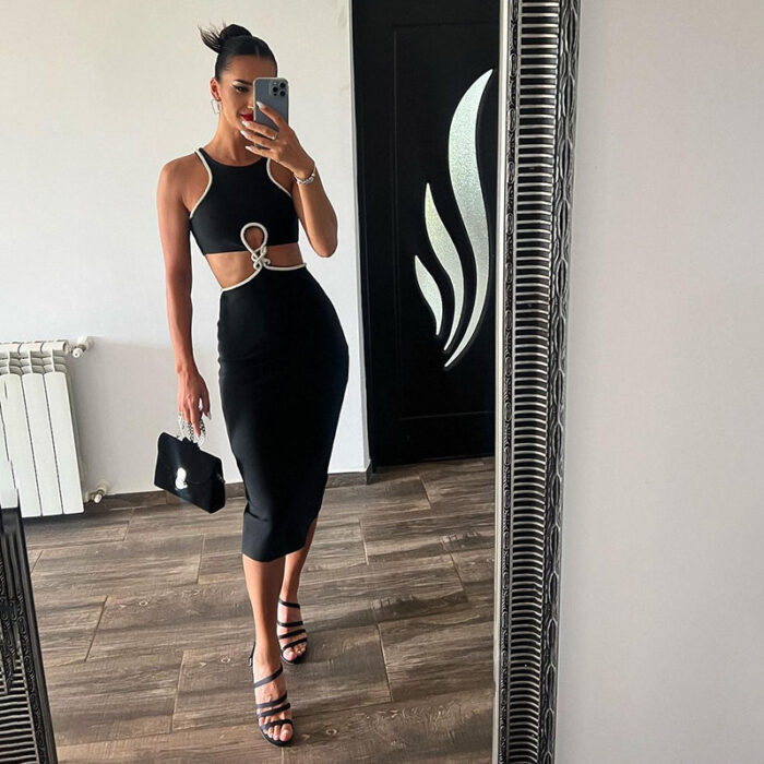 Zenia Black cut out Dress - Image 4