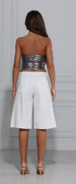 Long shorts stras white jean - Image 2