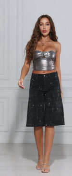 Long shorts stras black Jean