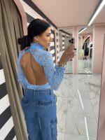 Lace bodysuit light blue - Image 2