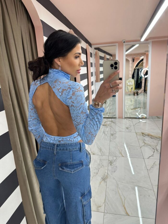 Lace bodysuit light blue - Image 2