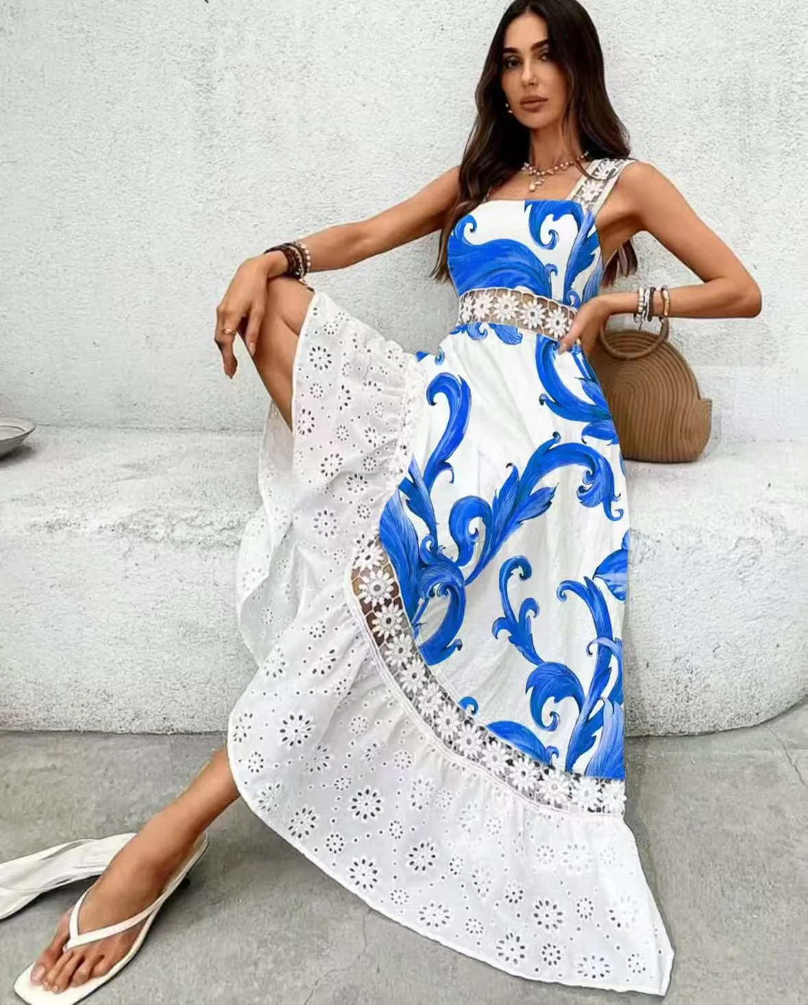 0-02-05-a985f291fb9b4b6407f37f209d15c5f8ea79ef04e7424e1593c40a993dc30e3b_d826e7d3751a4f55 Flower Blue Dress - Image 1