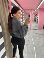 Γκρι washed denim bomber - Image 2