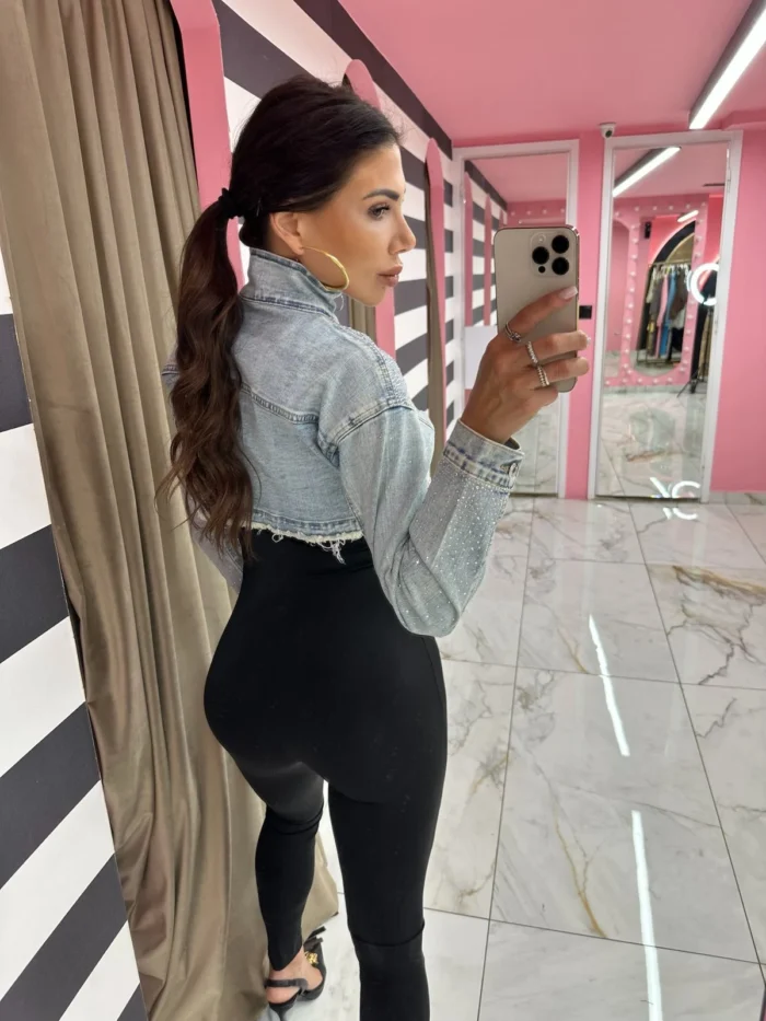 Jean με strass crop top - Image 2