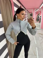 Jean με strass crop top