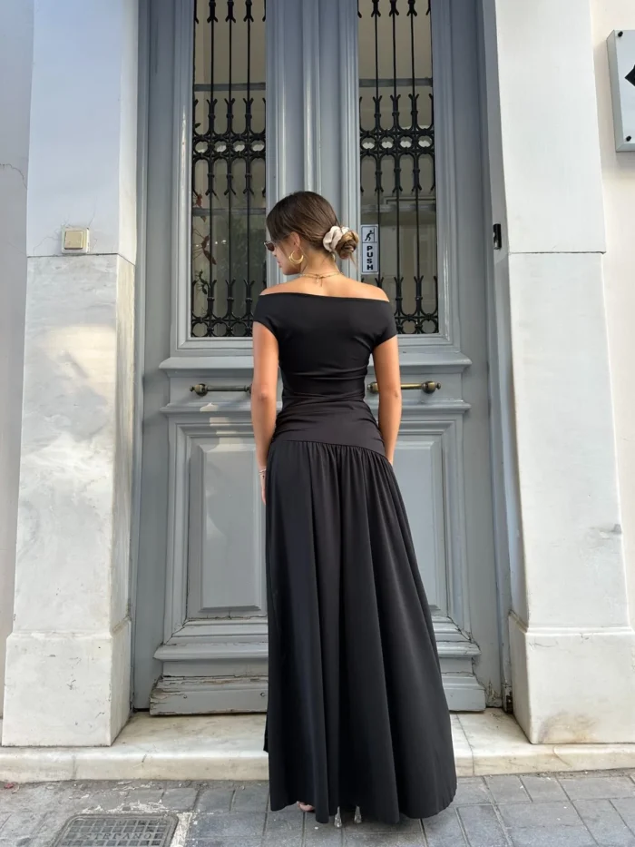 Elegant Rose Maxi Dress – Μαύρο - Image 2