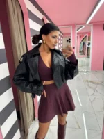 Cropped Trench Jacket – Black