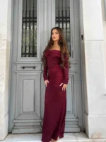 Lace Maxi Dress – Μπορντό