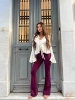 High Waist Flare Pants – Μπορντό