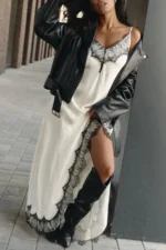 Satin Lace Maxi Dress