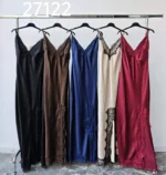 Satin Lace Maxi Dress - Image 3