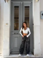 Paint Effect Cargo Jeans