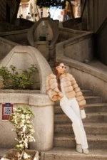 Champagne Glow Fox Fur Jacket - Image 2