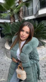 Πλεκτή Μακριά Ζακέτα με Αληθινή Γούνα Αλεπούς - Image 4