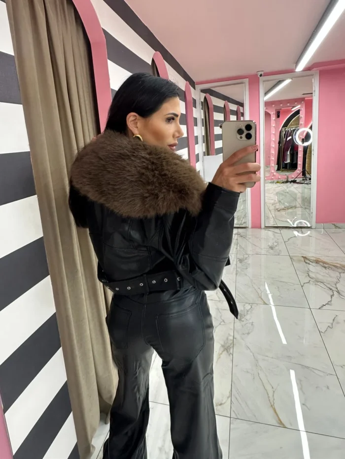 Luxe Real Fur Leather Jacket - Image 3