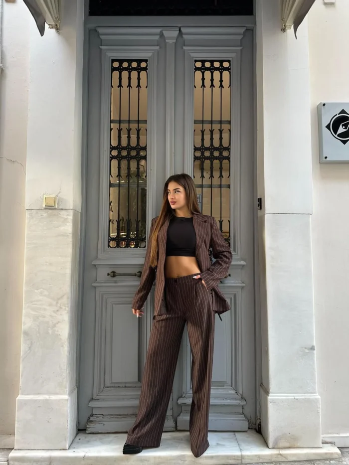Cocoa Pinstripe Suit Set - Image 2