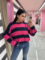 Sweater Candy Stripes – Ροζ / Μπλε σκούρο