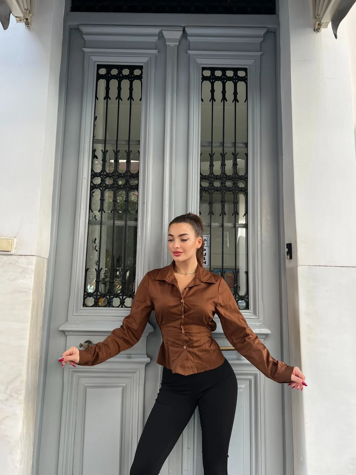 0-02-05-303f8c468e48d1bd5a46f5969185781f054eaeeba05f060f5594e9d279eaa8e4_21dc2b26ed6 Cocoa Satin Shirt - Image 1