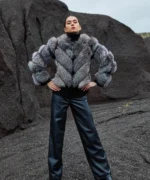 Silver Shadow Fur & Leather Jacket - Image 2