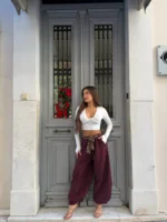 Burgundy Flow Pants - Image 2