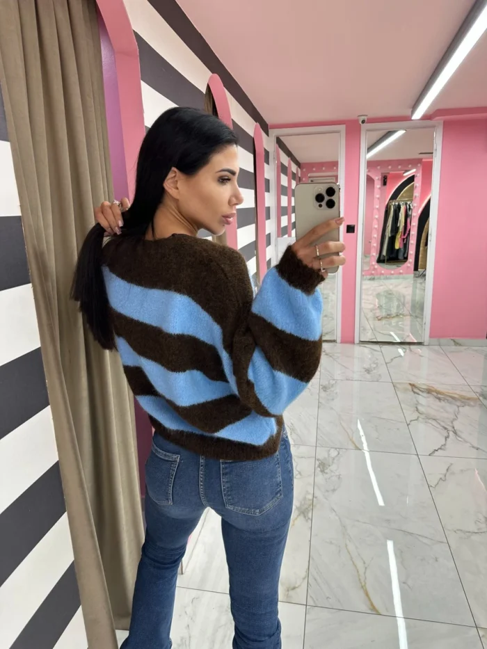 Sweater Sky Stripes – Γαλάζιο / Καφέ - Image 2