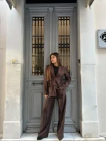 Cocoa Pinstripe Suit Set