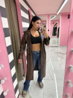 Leather Touch Trench – Καφέ