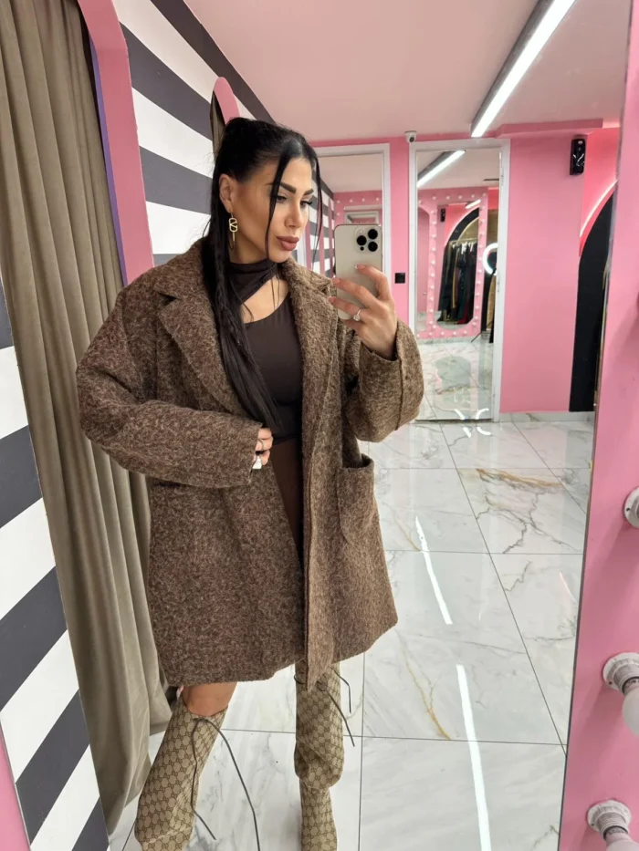 Cocoa Wool Touch Coat - Image 2