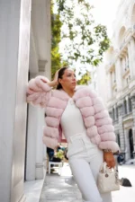 Pink Blossom Fox Fur Jacket