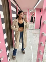 Leather Touch Trench – Μπεζ