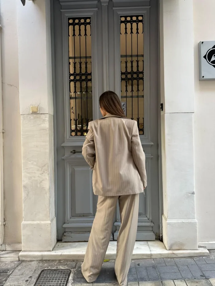 Latte Pinstripe Suit Set - Image 2