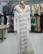 Πλεκτή Μακριά Ζακέτα με Αληθινή Γούνα Αλεπούς - Image 5