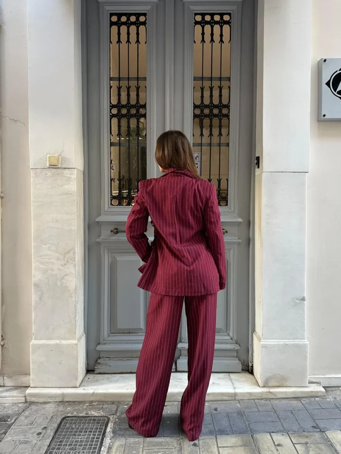 Wine Pinstripe Suit Set - Image 2