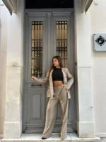 Latte Pinstripe Suit Set