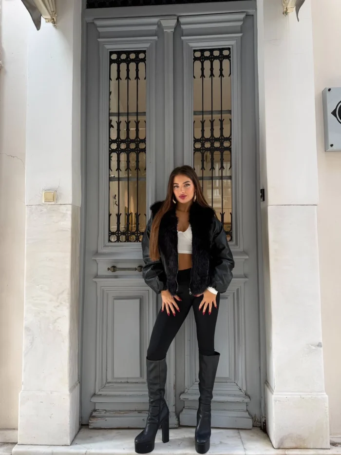 Black Luxe Fur Jacket - Image 2