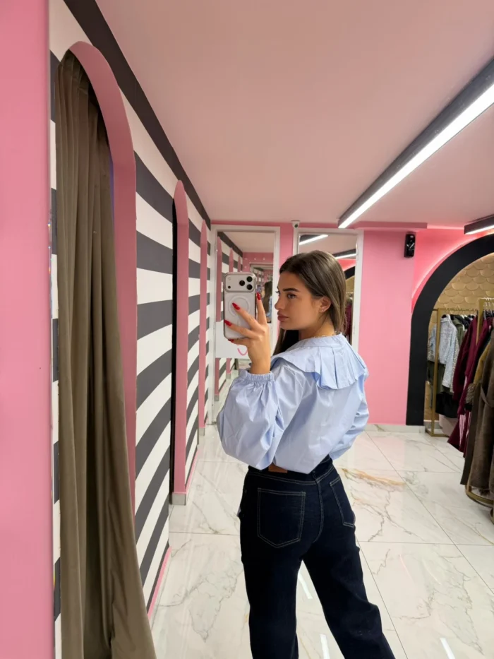 Blue Ruffle Statement Shirt - Image 2