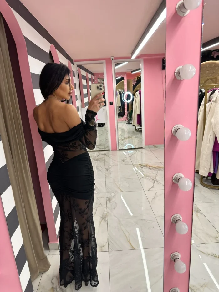 Midnight Lace Off-Shoulder Dress - Image 2