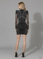 Exclusive Pearl Mini Dress – Black - Image 3