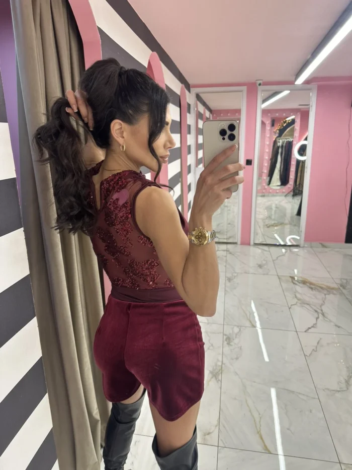 Κορμάκι  Lace Muse  – Μπορντό - Image 2