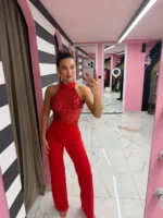 Red Diva Sequin Jumpsuit