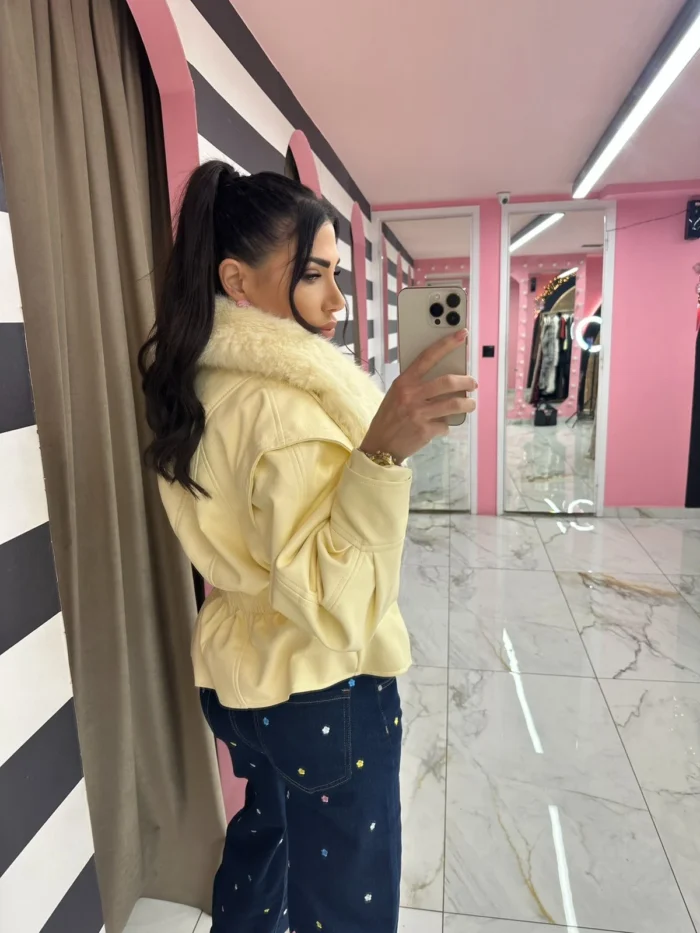 Yellow Soft Fur Jacket - Image 2