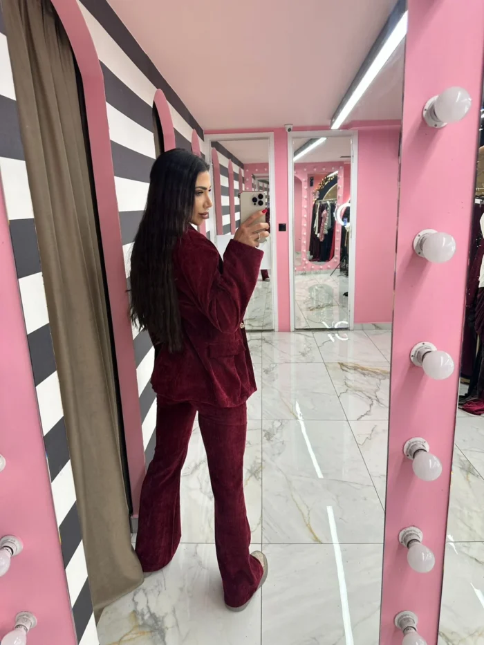 Burgundy Luxe Velvet Suit - Image 2