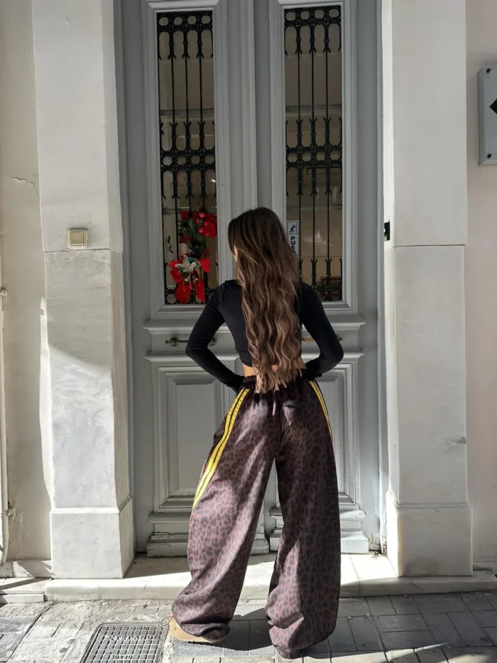 Leopard Track Pants – Κίτρινη Ρίγα - Image 2