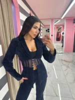 Blue Black Corset Suit