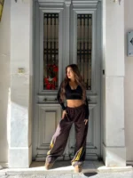 Leopard Track Pants – Κίτρινη Ρίγα