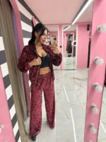 Bordeaux Glam Sequin Set