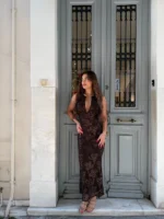 Chocolate Elegance Maxi Dress