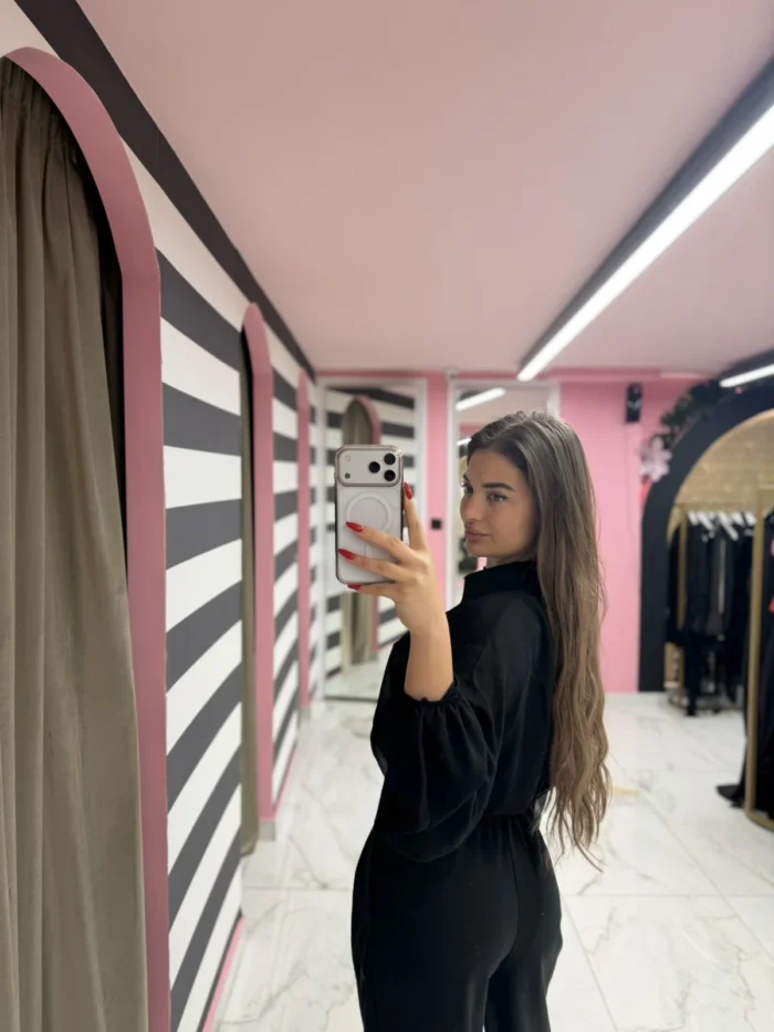 Soft Bloom Crop Top – Black - Image 2